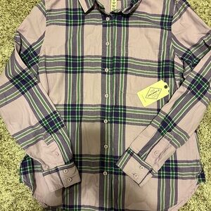 St. John's Bay Purple and Green Plaid Casual Shirt